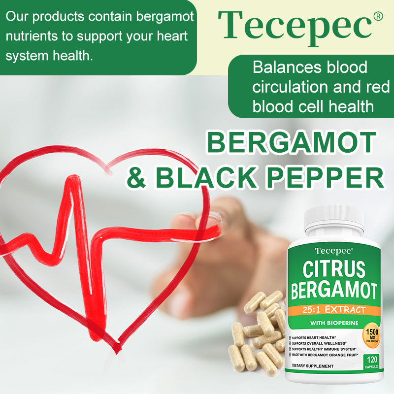 Tecepec® Citrus Bergamot 25:1 Extract with Bioperine Heart & Immune Support Capsules