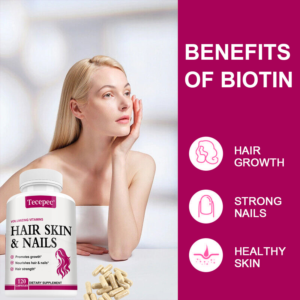 Tecepec® Advanced Hair, Skin & Nails Volumizing Vitamins with Biotin, Collagen & HSN-Growth Complex