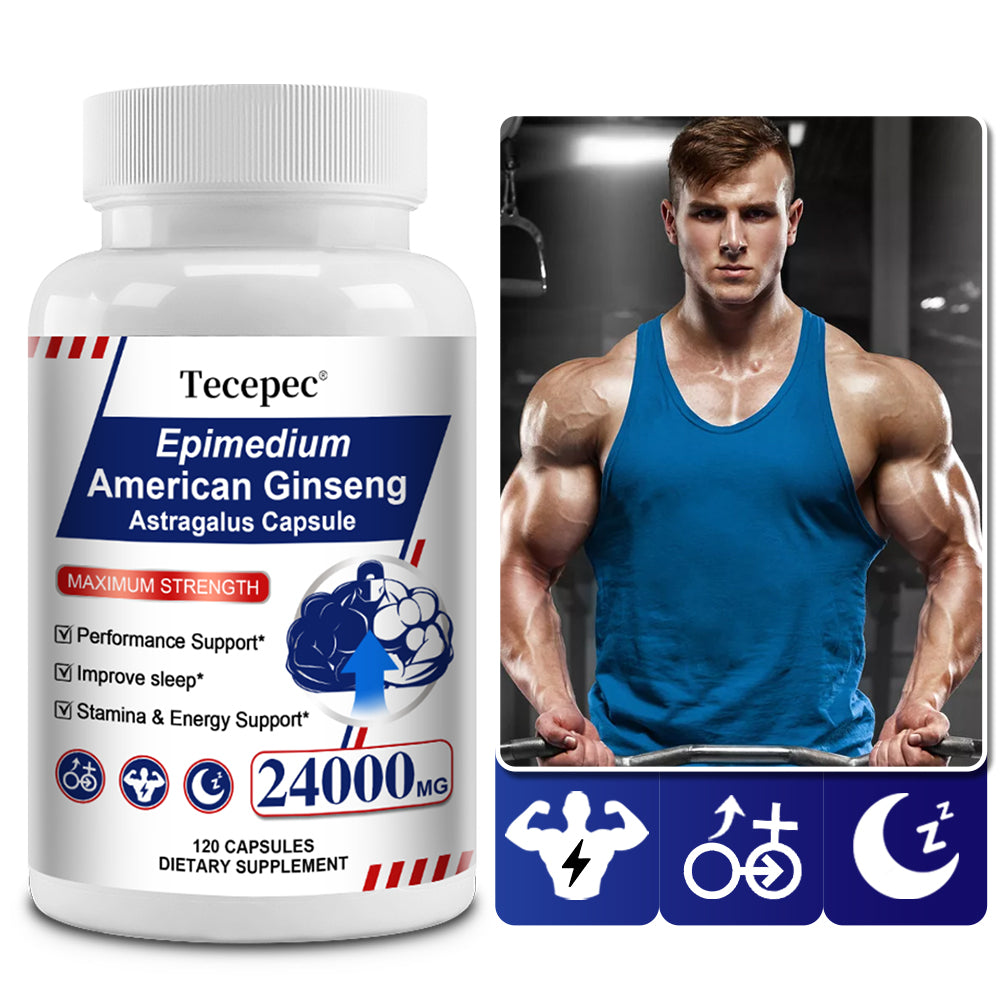 Tecepec® Epimedium & American Ginseng Capsules 24000mg – Maximum Strength Herbal Support for Male Performance, Stamina & Energy