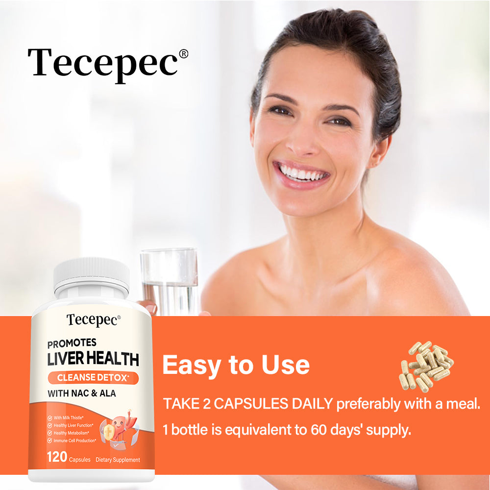 Tecepec® Advanced Liver Cleanse Detox Capsules | Premium Milk Thistle Extract with NAC & ALA for Liver Health, Metabolism & Immune Support