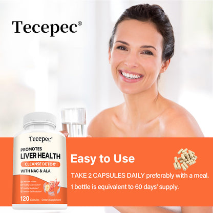 Tecepec® Advanced Liver Cleanse Detox Capsules | Premium Milk Thistle Extract with NAC & ALA for Liver Health, Metabolism & Immune Support