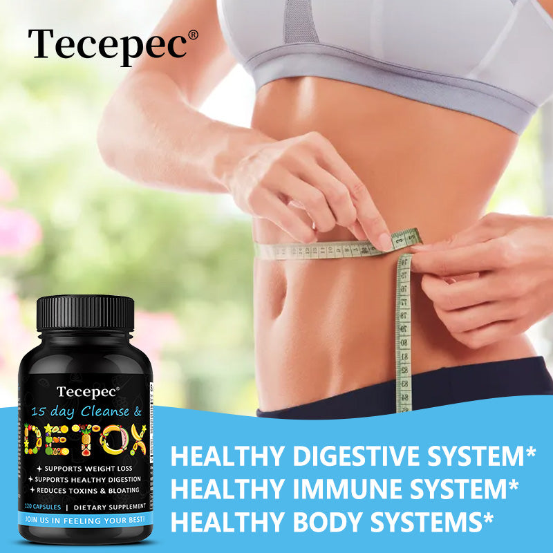 Tecepec® 15-Day Quick Cleanse & Detox Capsules – Supports Weight Loss, Healthy Digestion & Bloating Relief