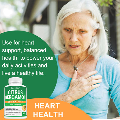 Tecepec® Citrus Bergamot 25:1 Extract with Bioperine Heart & Immune Support Capsules