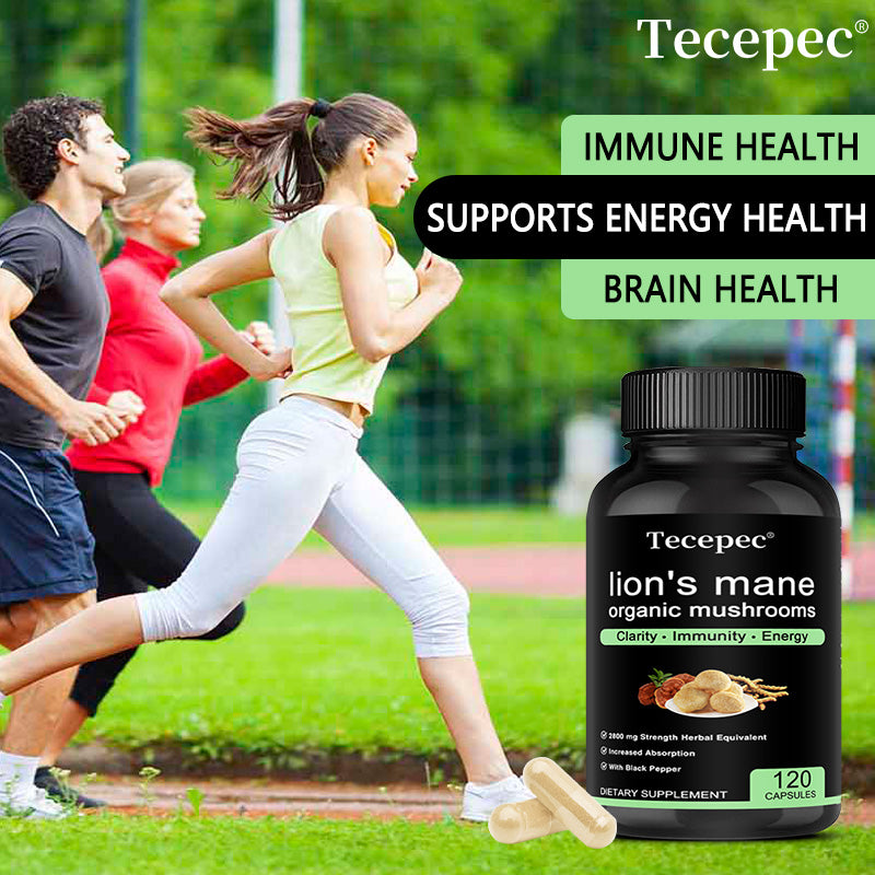 Tecepec® Organic Lion's Mane Mushroom Extract 2800mg – High Potency Nootropic with Black Pepper for Clarity, Immunity & Energy