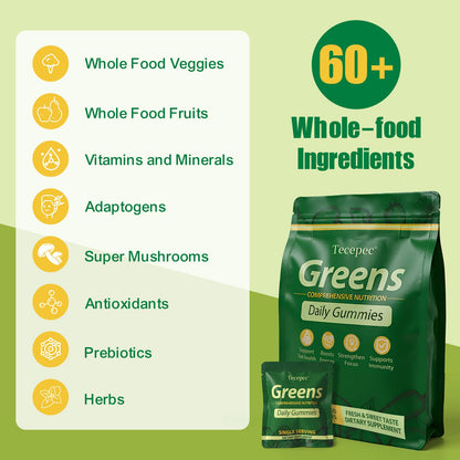 Daily Greens Gummies – Fruits, Veggies & Adaptogens for Digestive Support