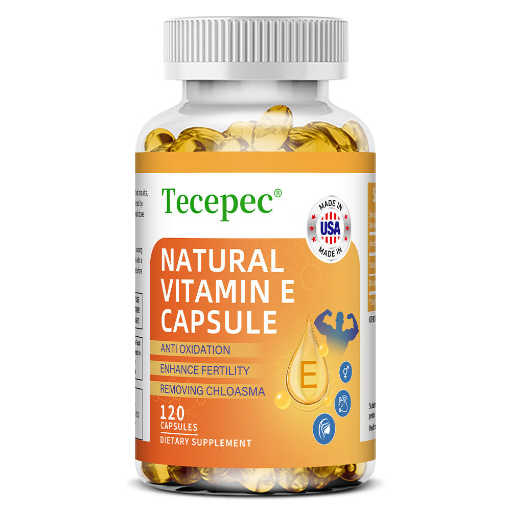 Tecepec® Natural Vitamin E Capsules | Antioxidant, Anti-Aging & Immune Support Formula