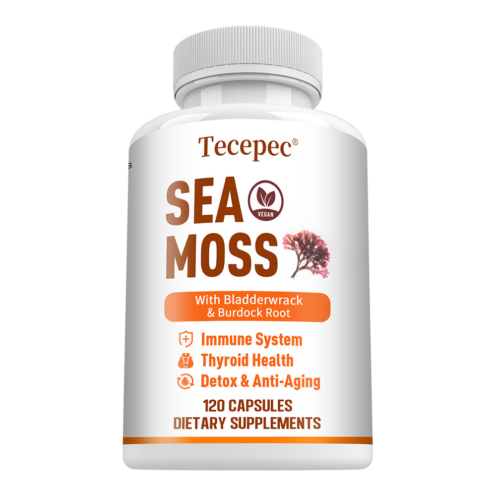 Tecepec® Advanced Sea Moss Capsules | Organic Bladderwrack & Burdock Root Blend for Thyroid Health, Immune Support & Natural Energy