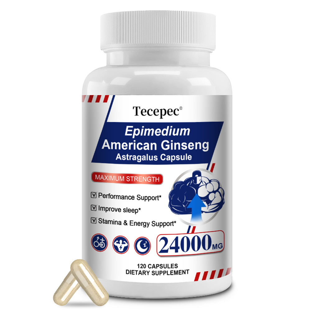 Tecepec® Epimedium & American Ginseng Capsules 24000mg – Maximum Strength Herbal Support for Male Performance, Stamina & Energy