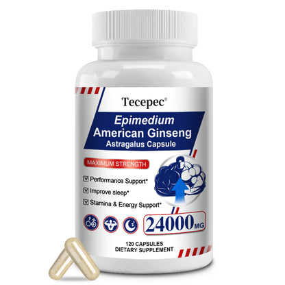 Tecepec® Epimedium & American Ginseng Capsules 24000mg – Maximum Strength Herbal Support for Male Performance, Stamina & Energy