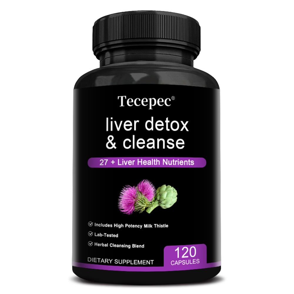 Tecepec® Liver Detox & Cleanse Capsules (27+ Nutrients) – High Potency Milk Thistle & Herbal Support Supplement