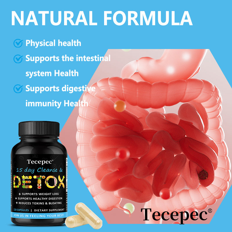 Tecepec® 15-Day Quick Cleanse & Detox Capsules – Supports Weight Loss, Healthy Digestion & Bloating Relief