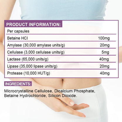 Tecepec® Advanced Digestive Enzyme Complex with Betaine HCl | Gut Health & Nutrient Absorption Supplement