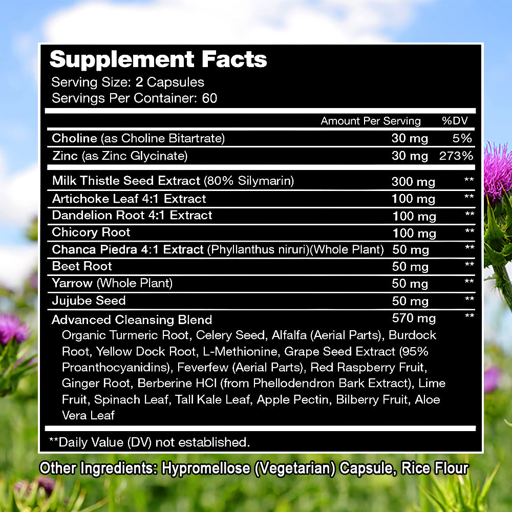 Tecepec® Liver Detox & Cleanse Capsules (27+ Nutrients) – High Potency Milk Thistle & Herbal Support Supplement