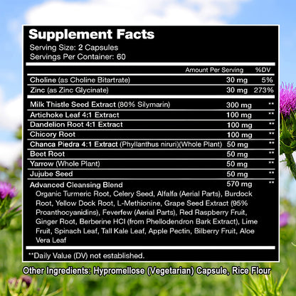 Tecepec® Liver Detox & Cleanse Capsules (27+ Nutrients) – High Potency Milk Thistle & Herbal Support Supplement