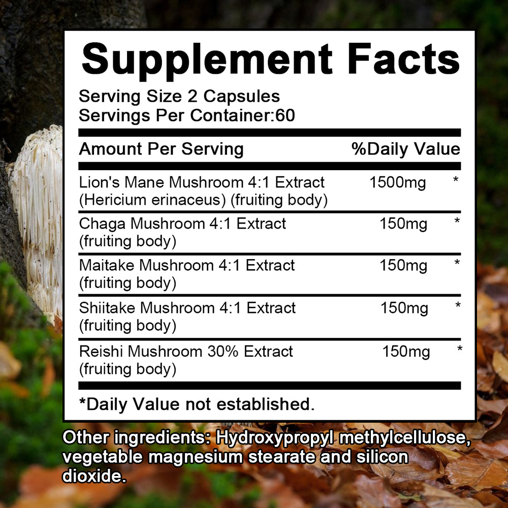 Tecepec® Lion's Mane Mushroom Extract 2100mg – Nootropic Supplement for Memory, Focus, Cognitive & Mood Support (120 Capsules)