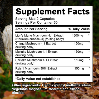 Tecepec® Lion's Mane Mushroom Extract 2100mg – Nootropic Supplement for Memory, Focus, Cognitive & Mood Support (120 Capsules)