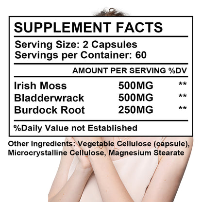 Tecepec® Advanced Sea Moss Capsules | Organic Bladderwrack & Burdock Root Blend for Thyroid Health, Immune Support & Natural Energy