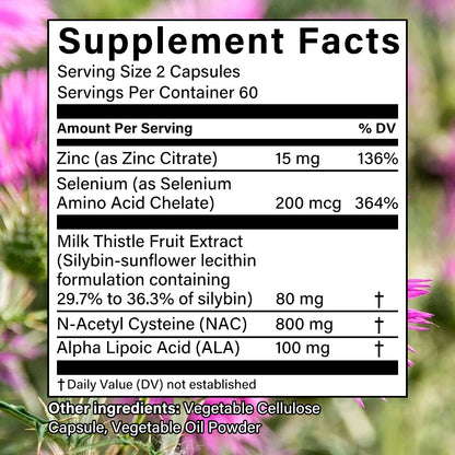 Tecepec® Advanced Liver Cleanse Detox Capsules | Premium Milk Thistle Extract with NAC & ALA for Liver Health, Metabolism & Immune Support