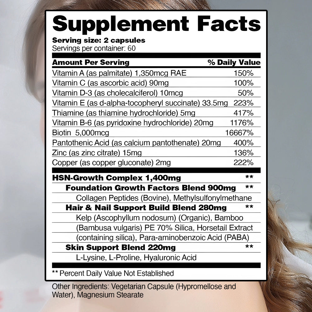 Tecepec® Advanced Hair, Skin & Nails Volumizing Vitamins with Biotin, Collagen & HSN-Growth Complex