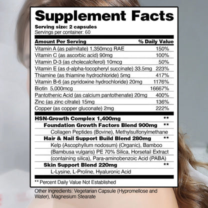 Tecepec® Advanced Hair, Skin & Nails Volumizing Vitamins with Biotin, Collagen & HSN-Growth Complex