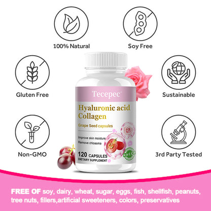 Tecepec® Hyaluronic Acid Collagen & Grape Seed Advanced Formula | Skin Hydration & Anti-Aging Support