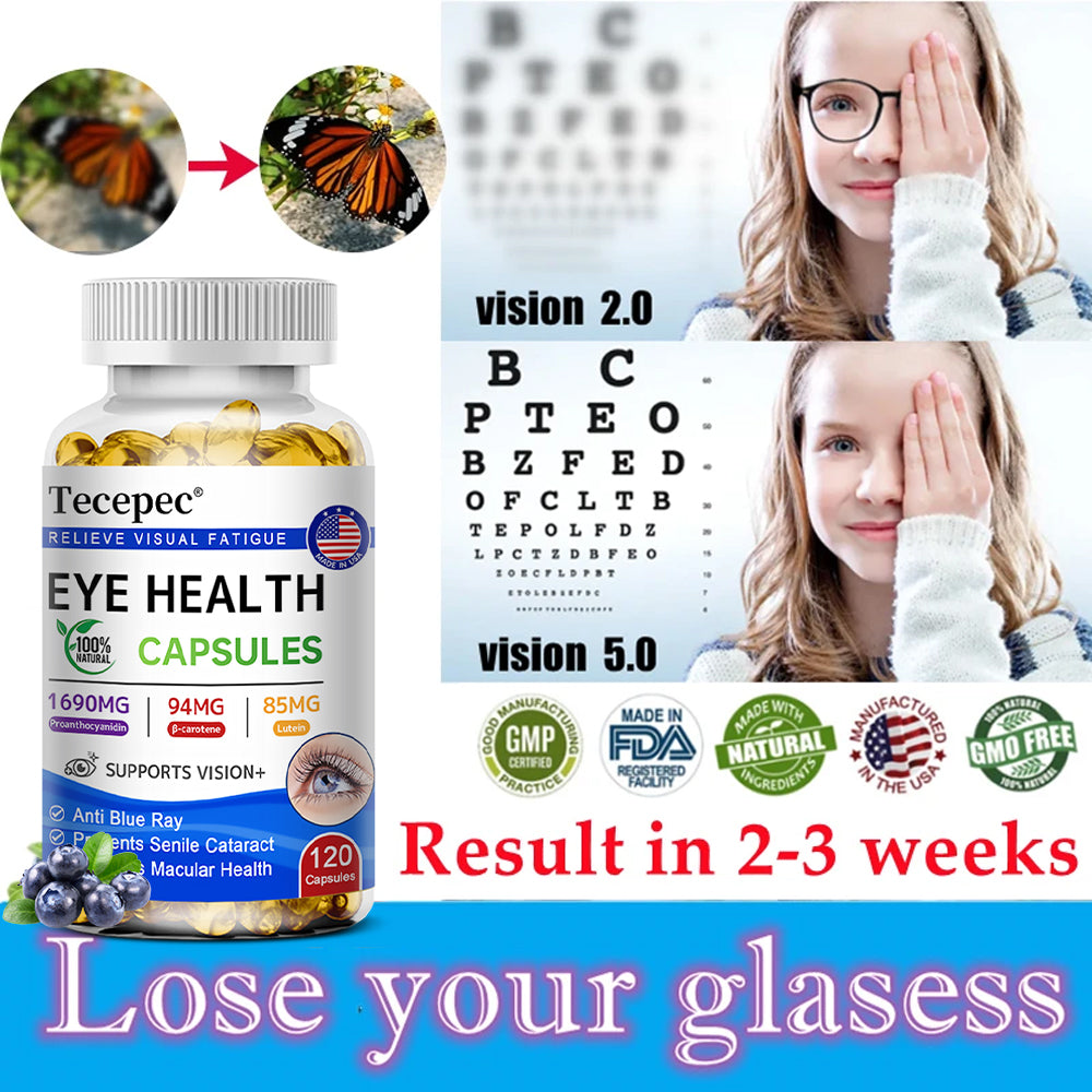 Tecepec® Advanced Eye Health & Visual Fatigue Relief Capsules | Lutein, Proanthocyanidin & Beta-Carotene Formula