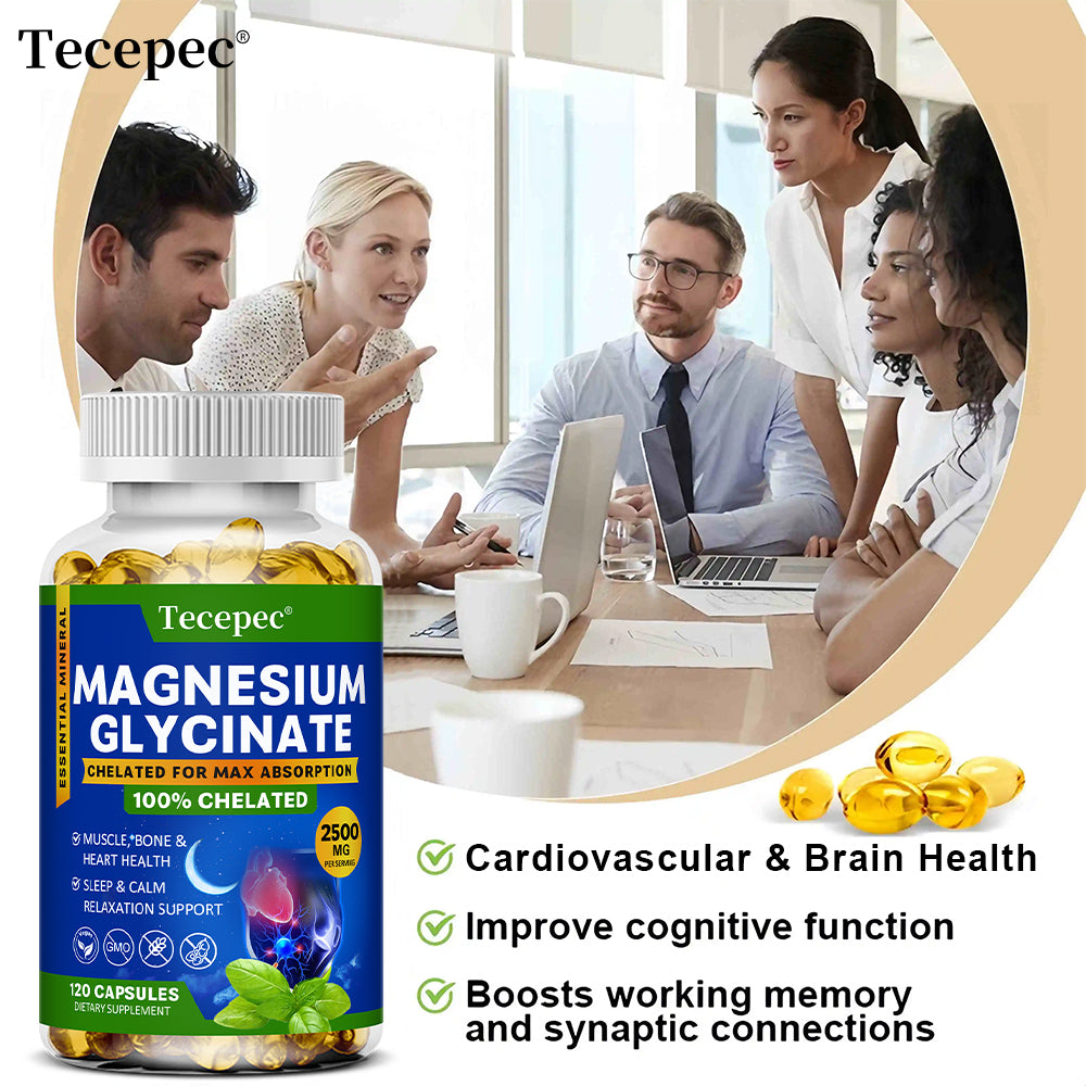 Tecepec® Magnesium Glycinate Capsules | 100% Chelated for Maximum Absorption, Sleep Support & Muscle Relaxation
