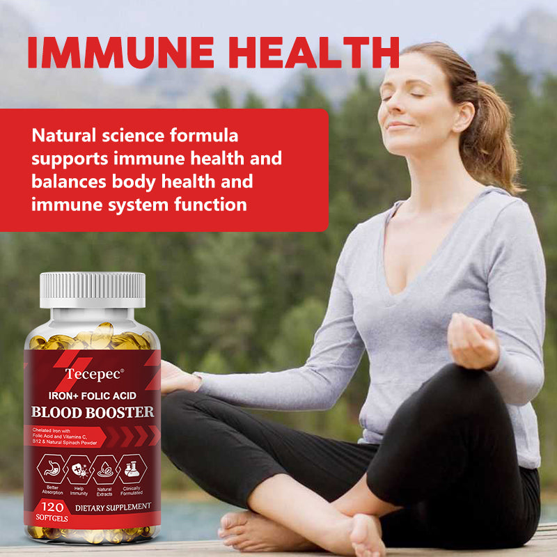 Tecepec® Iron + Folic Acid Blood Booster | Chelated Iron, Vitamins C & B12, and Natural Spinach Formula