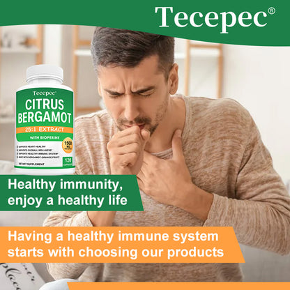 Tecepec® Citrus Bergamot 25:1 Extract with Bioperine Heart & Immune Support Capsules