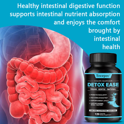 Tecepec® Colon Cleanser Detox Ease Capsules with Vegan Gentle & Natural Formula