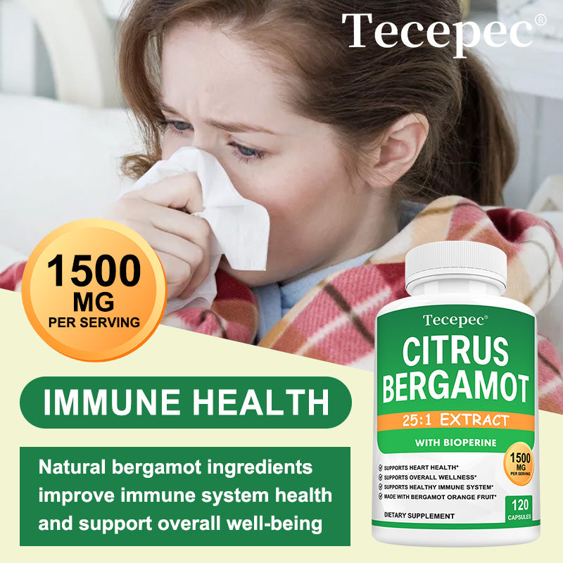 Tecepec® Citrus Bergamot 25:1 Extract with Bioperine Heart & Immune Support Capsules