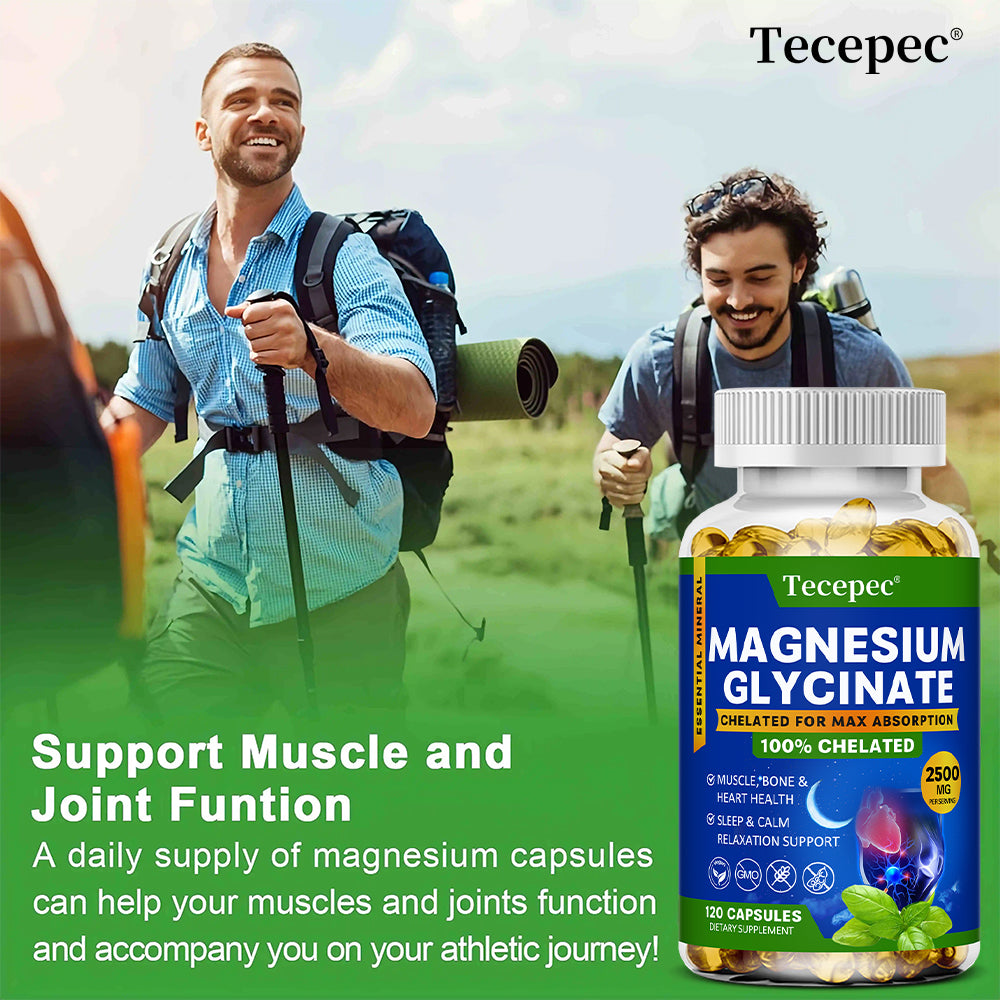 Tecepec® Magnesium Glycinate Capsules | 100% Chelated for Maximum Absorption, Sleep Support & Muscle Relaxation