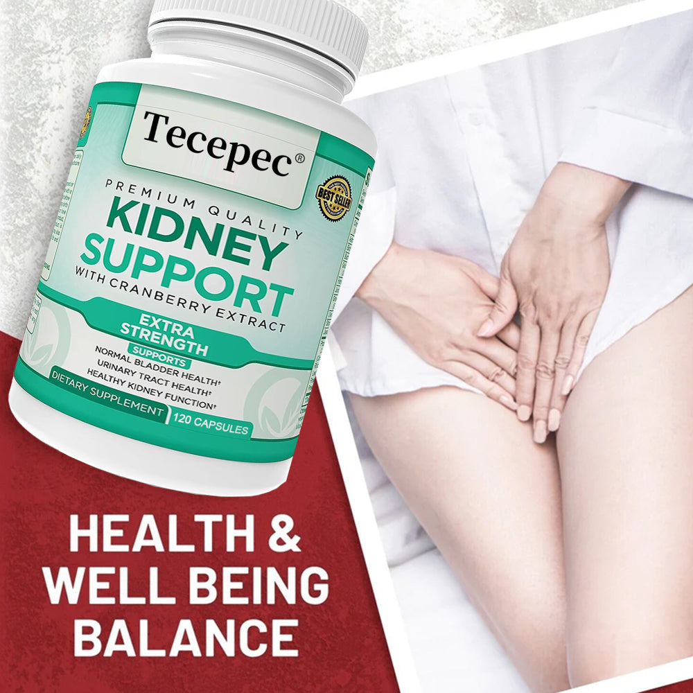 Tecepec® Extra Strength Kidney Support with Cranberry Extract | Bladder & Urinary Tract Cleanse Supplement