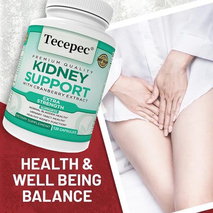 Tecepec® Extra Strength Kidney Support with Cranberry Extract | Bladder & Urinary Tract Cleanse Supplement