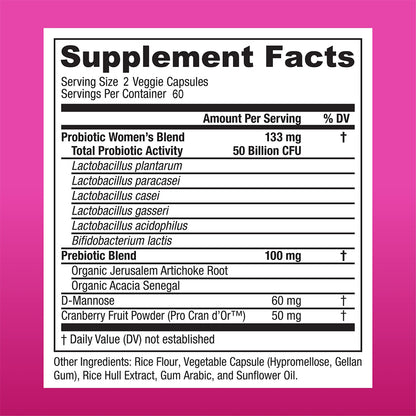 Tecepec® Women’s Probiotic | 50B CFUs, Doctor Approved Formula with Organic Prebiotics & Cranberry Extract for Vaginal & Urinary Health