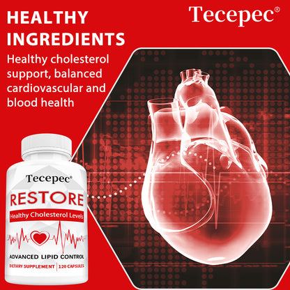 Tecepec® RESTORE Advanced Lipid Control Capsules | Healthy Cholesterol Support, Heart Health & Blood Circulation