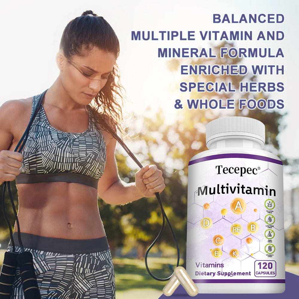 Tecepec® Plant-Based Multivitamin Complex | Vegan Daily Essentials with Bioactive B-Vitamins, Chelated Minerals & Whole Food Nutrients for Immune Support & Natural Energy
