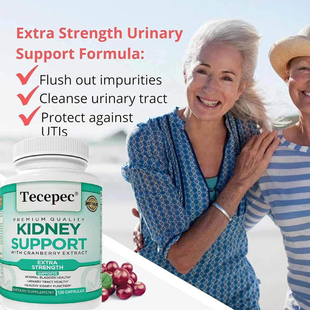 Tecepec® Extra Strength Kidney Support with Cranberry Extract | Bladder & Urinary Tract Cleanse Supplement