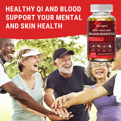 Tecepec® Iron + Folic Acid Blood Booster | Chelated Iron, Vitamins C & B12, and Natural Spinach Formula