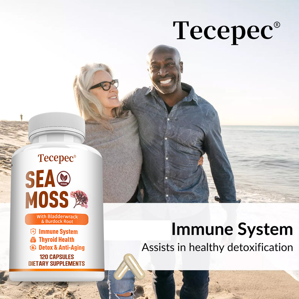 Tecepec® Advanced Sea Moss Capsules | Organic Bladderwrack & Burdock Root Blend for Thyroid Health, Immune Support & Natural Energy