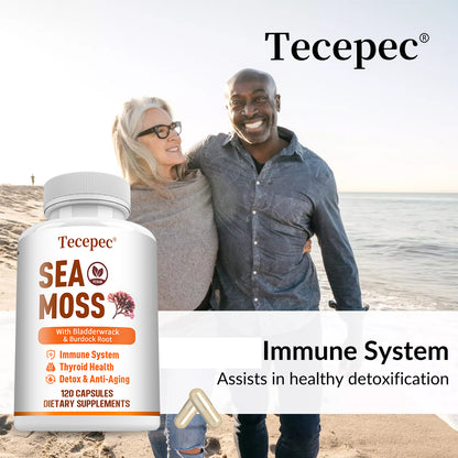 Tecepec® Advanced Sea Moss Capsules | Organic Bladderwrack & Burdock Root Blend for Thyroid Health, Immune Support & Natural Energy