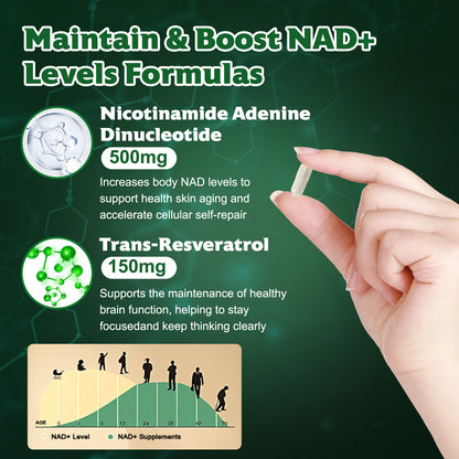 Tecepec® NAD+ 500mg with Resveratrol – Premium Anti-Aging Supplement for Cellular Energy, Focus & Longevity Support