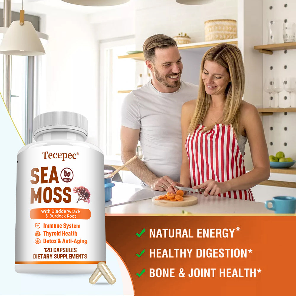 Tecepec® Advanced Sea Moss Capsules | Organic Bladderwrack & Burdock Root Blend for Thyroid Health, Immune Support & Natural Energy