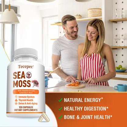 Tecepec® Advanced Sea Moss Capsules | Organic Bladderwrack & Burdock Root Blend for Thyroid Health, Immune Support & Natural Energy