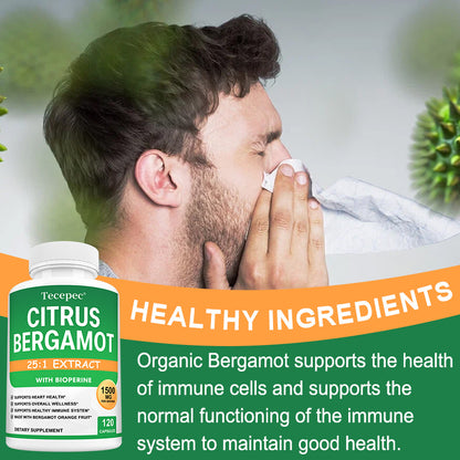 Tecepec® Citrus Bergamot 25:1 Extract with Bioperine Heart & Immune Support Capsules