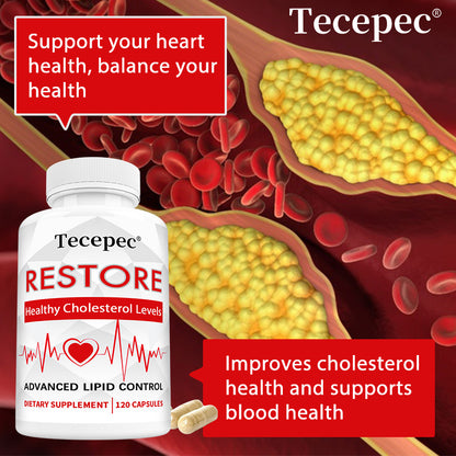 Tecepec® RESTORE Advanced Lipid Control Capsules | Healthy Cholesterol Support, Heart Health & Blood Circulation