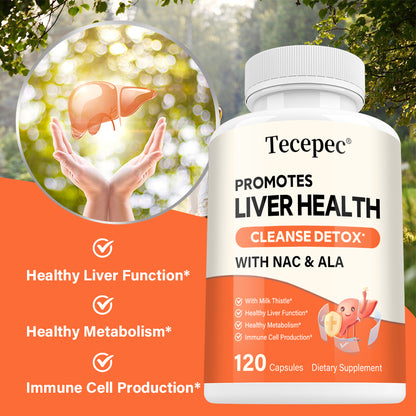 Tecepec® Advanced Liver Cleanse Detox Capsules | Premium Milk Thistle Extract with NAC & ALA for Liver Health, Metabolism & Immune Support