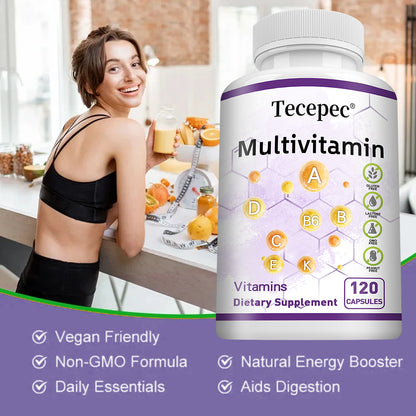 Tecepec® Plant-Based Multivitamin Complex | Vegan Daily Essentials with Bioactive B-Vitamins, Chelated Minerals & Whole Food Nutrients for Immune Support & Natural Energy