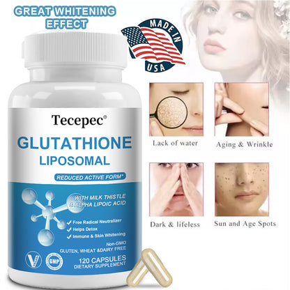 Tecepec® Liposomal Glutathione Capsules | Advanced Skin Whitening, Anti-Aging & Cellular Detox Support