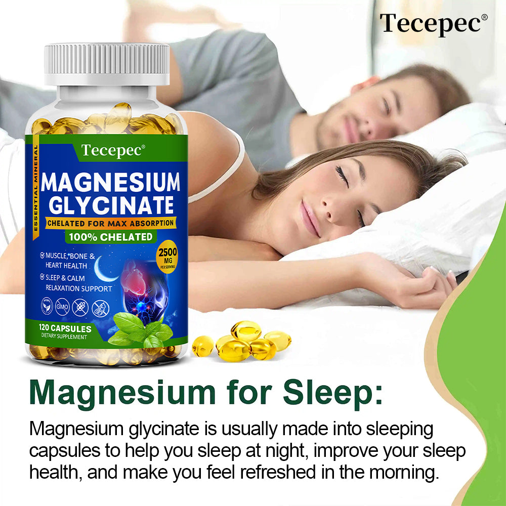 Tecepec® Magnesium Glycinate Capsules | 100% Chelated for Maximum Absorption, Sleep Support & Muscle Relaxation